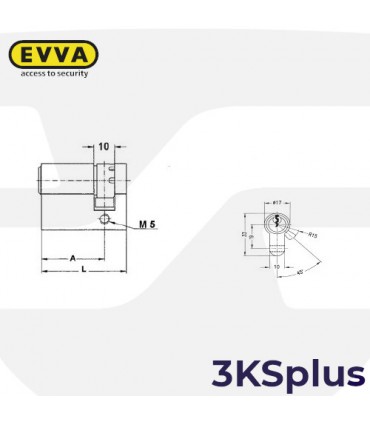 Cilindro Alta seguridad "Cambio combinación" 3KSplus,3+3 llaves, EVVA