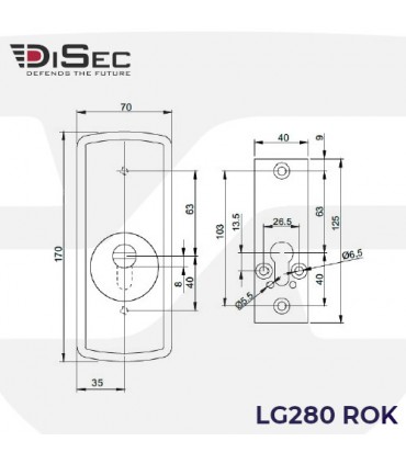 Escudo de alta seguridad c/placa, Serie LG280MR ROK Disec