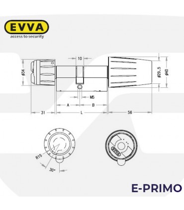 Cilindro Alta seguridad Electrónico e-primo Air,, EVVA