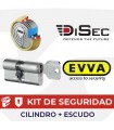 Kit Cilindro Alta seguridad 4KSplus, + escudo ROK BD280MR.  5 llaves, EVVA