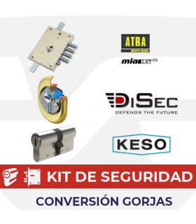 KIT alta seguridad sustitución cerradura gorjas 63 por cilindro europeo Keso Premium con escudo Rok, Mia, Atra,  Dierre