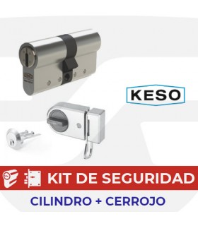 Conjunto Seguridad Cilindro 8000Ω Premium con Cerrojo,Cromo, KESO