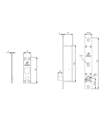 Electrocerradura alta seguridad de pistones sin bocallave, Serie V7 FSA/FSE, Dorcas