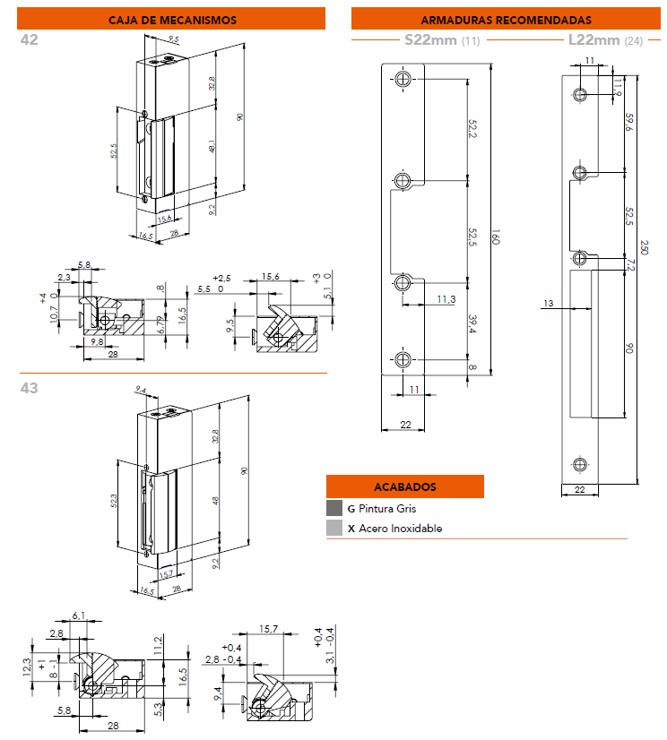 Abrepuertas Eléctrico para perfiles aluminio/PVC. DORCAS Serie 43