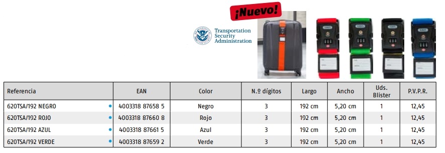 ABUS correa ajustable TSA ESPECIAL ADUANAS