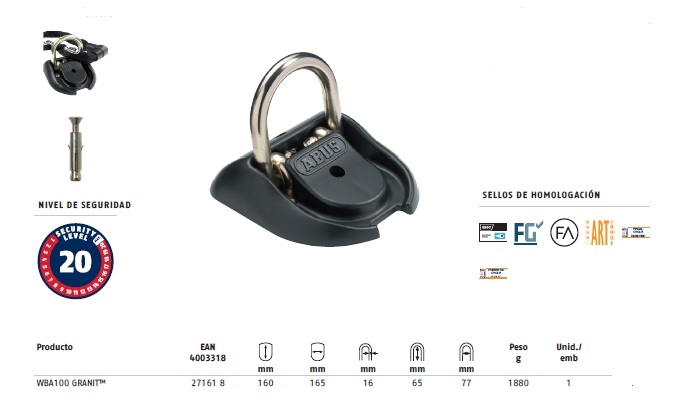 ABUS anclaJE SUELO WBA100 GRANIT