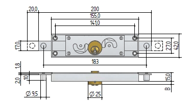 Cerradura persiana metálica , Modelo 6011, PREFER