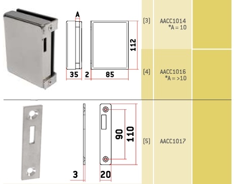 sag cerradura puerta cristal EP15