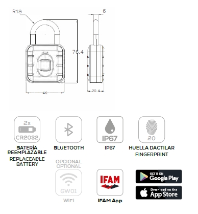 IFAM CANDADO ELECTRONICO HUELLA P121