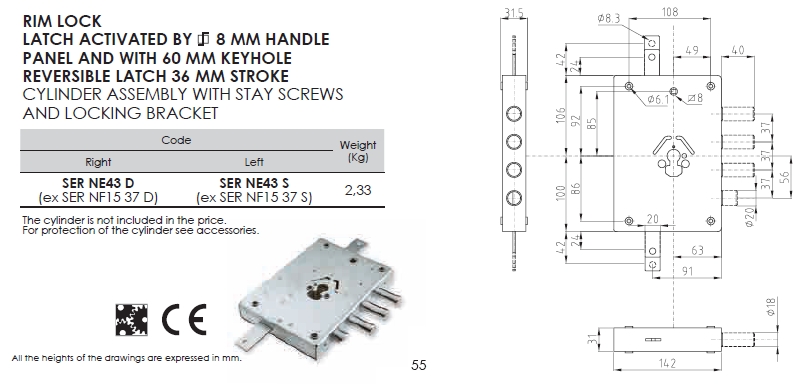dierre mia cerradura CONVERSION ser ne43 de 3 bulones
