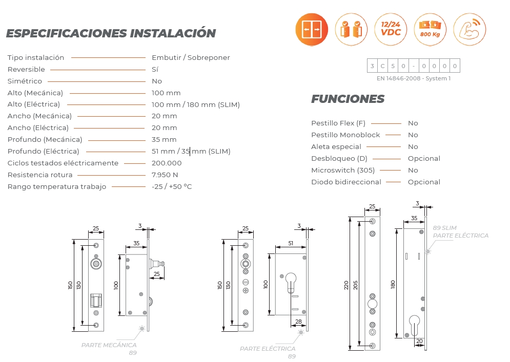 dorcas Abrepuertas eléctrico puertas correderas, Serie 89