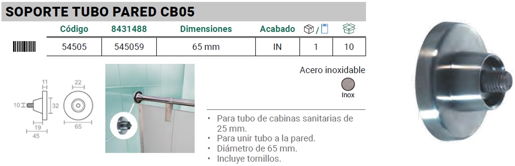 CB05 Soporte Tubo Pared