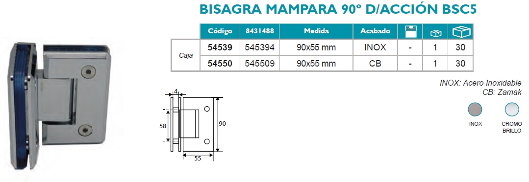 Mampara 90º D-Acción BSC5