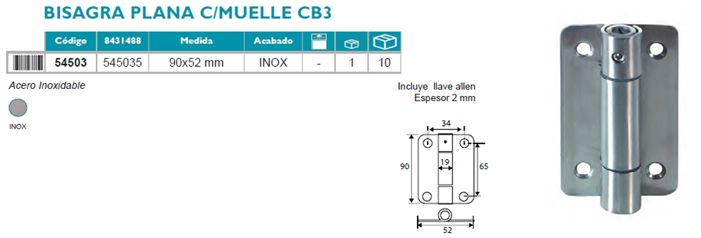Bisagra Plana Con Muelle CB3