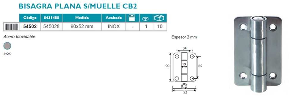 MICEL Bisagra Plana Sin Muelle CB