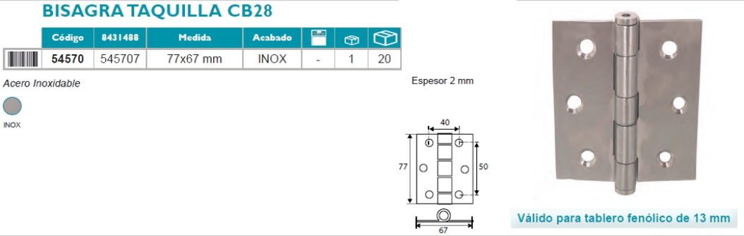 Bisagra Taquilla CB28