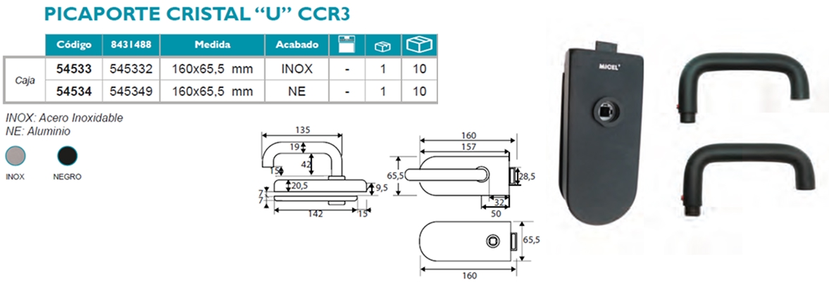 Picaporte Cristal _U_ CCR3