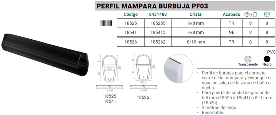 PF03 Perfil Mampara Burbuja