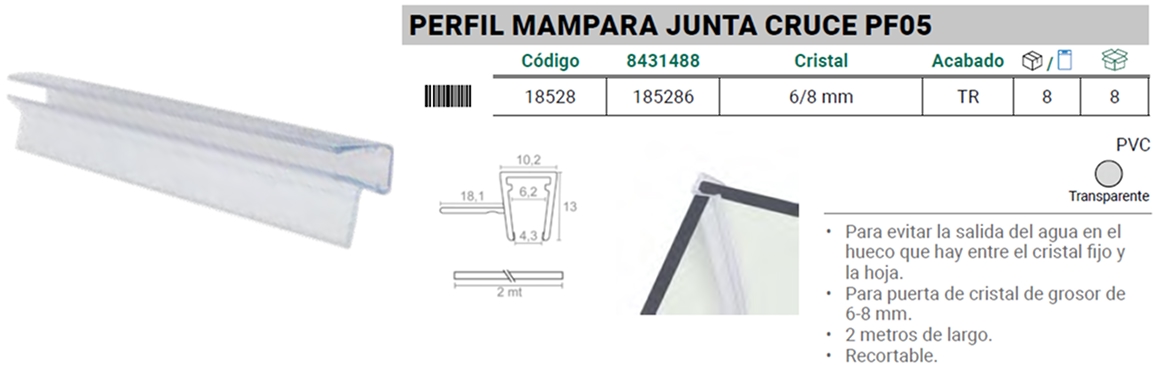 PF05 Perfil Mampara Junta Cruce