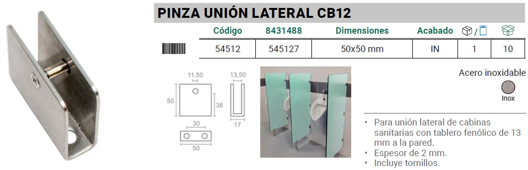 CB12 Pinza Unión Lateral