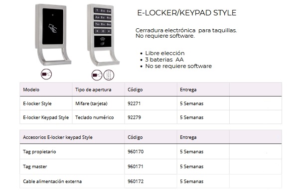 OMNITEC CERRADURA INTELIGENTE TAQUILLAS e_locker y keypad style