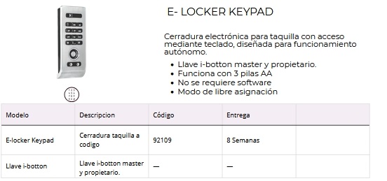 /OMNITEC CERRADURA INTELIGENTE TAQUILLAS e_locker y keypad